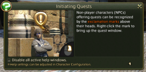 Initiating Quests Help Window